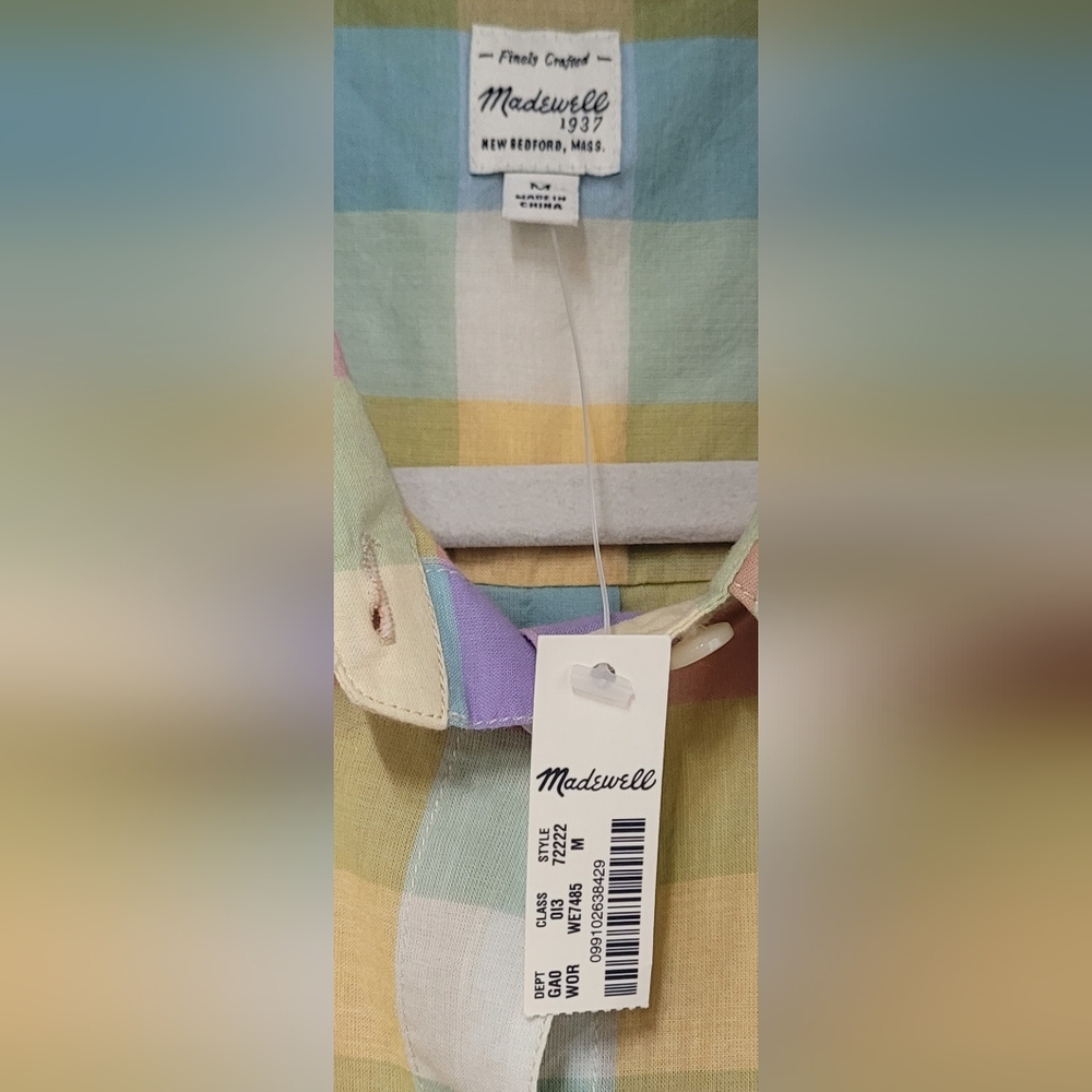 ✋️look...NWT...MadeWell Multi-Color Plaid Shirt, Womens Size M - Picture 3 of 6